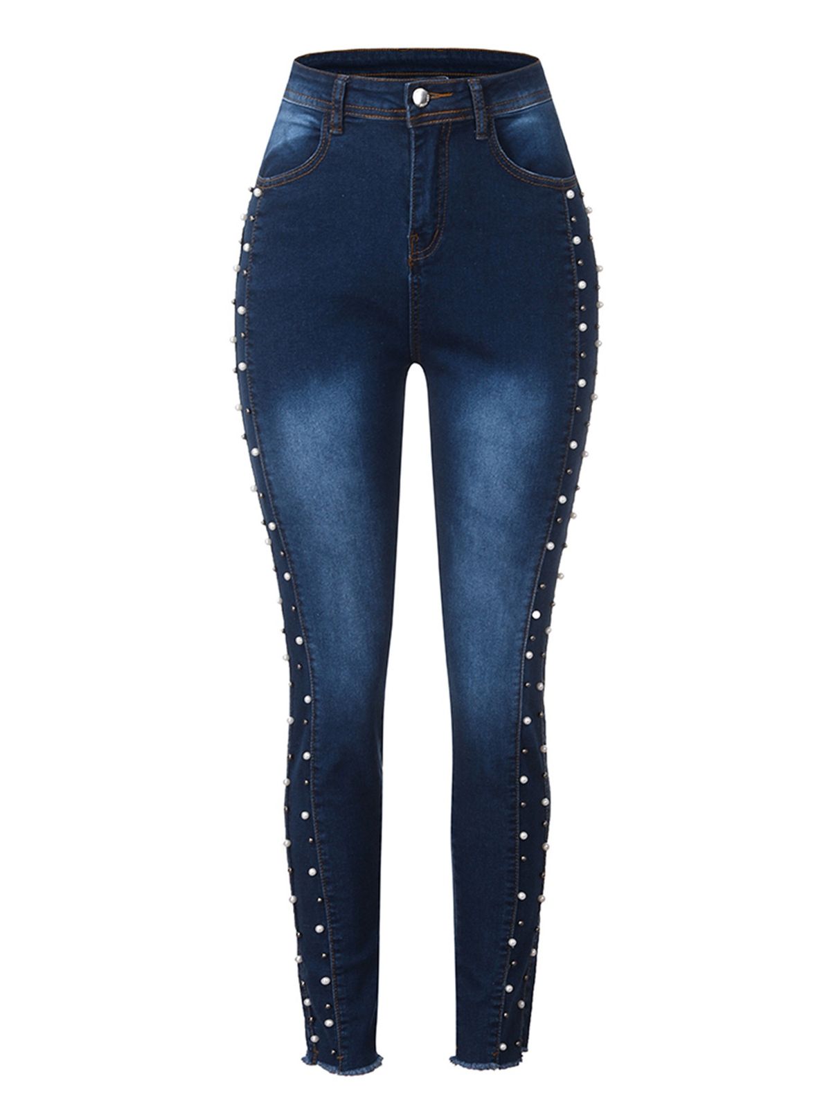 Aria Basics New European Autumn/winter Style South American High-waisted Studded And Beaded Push-up Butt-lifting High-elastic Skinny_ecoleips.com