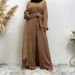 New Fashion Pleated Wide-Leg Skirted Jumpsuit Muslim Set 6537_ecoleips.com