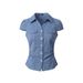 HeyHenry Women's Slim Fit Plaid Shirt Short Sleeved Flattering Summer Look Slimming Sexy Style_ecoleips.com