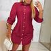 Women's Clothing Autumn Fashion Long Sleeve Solid Color Drawstring Dress For Women_ecoleips.com