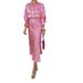 Voya Women's Sexy Deep V-neck Fashionable And Elegant Commuting Collar Printed High Waisted Skirt Set Long Skirt_ecoleips.com