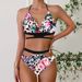 Women's Clothing Plus Size Cross-Strap Triangle Bikini Set - Strappy Swimsuit For Spring Fashion Regular Fit Polyester_ecoleips.com