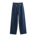 Women's Clothing Autumn New Jeans Retro High Waist Design Straight Wide Leg Pants_ecoleips.com