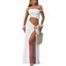 Sexy Off-Shoulder Crop Top & High-Waist Pleated Skirt Set With Metallic Detail – Beach Holiday Two-Piece Outfit For Women_ecoleips.com