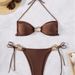 Women's Sexy Solid Color Bikini Swimsuit 2 Piece Set Cross Strap Bikini For Vacation And Beachwear_ecoleips.com