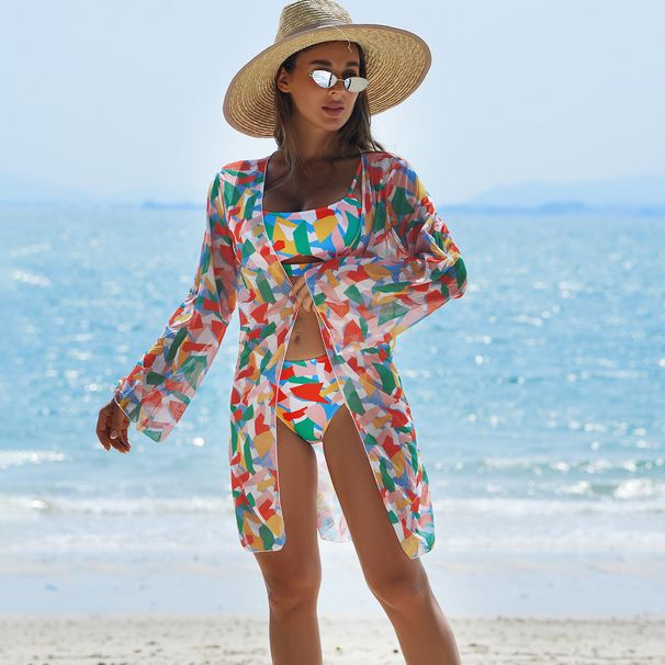 Women's Clothing high end multi color printing fashion women's swimsuit three piece bikini BIKINI sexy women's swimsuit_ecoleips.com