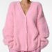 Women's Clothing Autumn And Winter Mink V Neck Knitted Sweater For Women New Loose Solid Color Cardigan Female Coat_ecoleips.com
