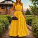2025 Summer European And American Cross-Border New Style Elegant Sexy Solid Color Mid-Waist Strap Wide Hem Two-Piece Set_ecoleips.com