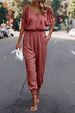 Women's Clothing New V Neck Off Shoulder Casual Comfortable Jumpsuit Basic Style_ecoleips.com