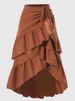 K Women's New Sweet And Fresh High Waisted Patchwork Slimming Half Skirt With Ruffled Hem Hem_ecoleips.com