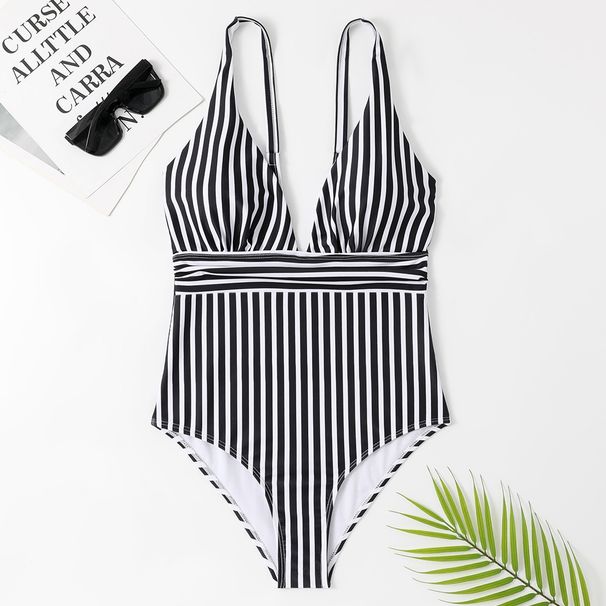 Aria Basics New European And American Style Triangle One-piece Swimsuit, Sexy Striped Swimsuit Women, Multi-color Printed Bikini For_ecoleips.com