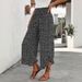 Flowy High-Waisted Wide Leg Pants With Dots - Tied Waist For A Flattering Silhouette, Comfortable & Breathable (Navy, Royal Blue, Black, Green)_ecoleips.com