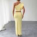 AD018 New European And American Cross-Border Women's Clothing Asymmetrical Neck Cropped Top Bodycon Two-Piece_ecoleips.com