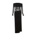 Spring 2026 New Women's Sexy Off-Shoulder Mesh Sheer Long Dress European American Style Clothing_ecoleips.com