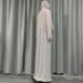 New Ethnic Style Lace Zipper Scarf Long Sleeve Set Abaya Muslim Women Floral Prayer Dress_ecoleips.com