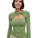 Voya Women's Instagram Trendy T-shirt 2026 Spring/Summer New Collection Hollow Out Two Piece Slimming And Slimming Top_ecoleips.com