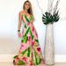Spring And Summer New European And American Women's Clothing Deep V Backless Dress Bohemian Floral Long Dress With Sling_ecoleips.com