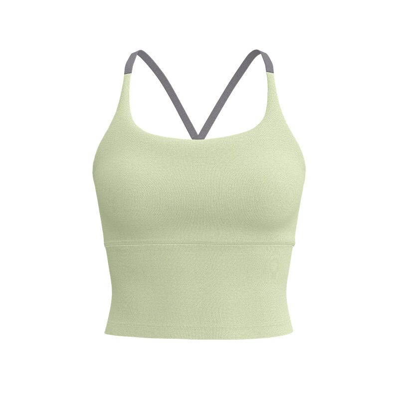 Women's High Intensity Fitness Running Shockproof Push Up Yoga Bra Color Blocked One Piece Vest Style Sportswear_ecoleips.com