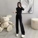 Women's European Style Sportswear Set Casual Cardigan Sweatshirt And Wide Leg Pants Two Piece Trendy Autumn Outfit 2026_ecoleips.com