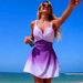 Women's One Piece Swimsuit European American Style Sexy Skirt Design Gradient Color Bikini Swimming Beachwear_ecoleips.com