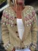 New European And American Style For Women Wish Hot Sale Cardigan Color Block Loose Fashion Knitted Sweater_ecoleips.com