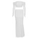 Women's Solid Color Off-Shoulder Top And Long Skirt Set With Pleats And Slim Fit_ecoleips.com