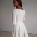 New 2025 Simple White Long Sleeved Bridal Dress round Neck Multi-Color Travel Photography Wedding Dress for Women_ecoleips.com