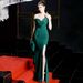 Women's clothing new elegant long one-shoulder fishtail host dress long dress_ecoleips.com
