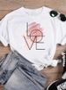 European And American Cross-border Foreign Trade Women's Clothing, Heart-shaped Letter Print Round-neck Short-sleeve_ecoleips.com