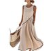 2026 Summer European And American Cross-Border Comfortable Casual Round Neck Sleeveless A-Line Dress, Loose Mid-Length_ecoleips.com