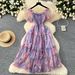 Women's Clothing Tea Break Chiffon Dress Waist Temperament One Shoulder Puff Sleeve Mesh Skirt_ecoleips.com