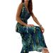 The Women's Spring And Summer Backless Printed Strappy Dress Is Elegant_ecoleips.com