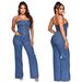Women's Clothing New Tube Top One Shoulder Slim Fit Micro Flared Jumpsuit Jeans_ecoleips.com
