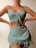 Women's Clothing Style Swimwear Bodycon Skirt Two Piece Swimsuit Three Piece Set Tie Up Beach Bikini Beach & Pool Ready_ecoleips.com