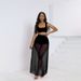 Fashion Sexy Women's New Vest Shorts Three-Piece Beach Sheer Pleated Mesh Skirt Set_ecoleips.com