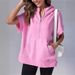 Women's Clothing Women's Oversized Half Zip Hoodie Short Sleeve Casual Sweatshirt Pullover Top With Pockets_ecoleips.com