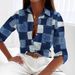 Women's 3D Digital Print Long Sleeve Collared Shirt Casual Elegant Spring Autumn Plaid Button Down Blouse_ecoleips.com