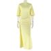 Women's Backless Pleated Loose Bodycon Dress European American Style Sexy off the Shoulder Tie up Slit Long Trendy Export Clothing_ecoleips.com
