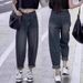 2025 Spring/Summer New Plus Size Vintage Harem Women, Slimming High-Waisted Cropped Jeans For Petite Pear-Shaped Figures_ecoleips.com
