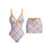 Trendy Checkered One-Piece Swimsuit – Modest Flounce Skirt Bikini For Women (Summer Edition)_ecoleips.com