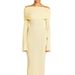 European And American Cross-Border New's Sexy Solid Color Long Sleeve Off-Shoulder Ruched Knitted Dress For_ecoleips.com