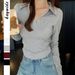 Women's Clothing Long Sleeve V Neck Shirt Casual SimpleTop For Autumn/Winter True To Size_ecoleips.com