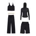 Women's Clothing Women's U Shaped Vest Hooded Jacket Shorts Straight Leg Pants Four Piece Set Slim Fit Outerwear Elastic Clothing_ecoleips.com
