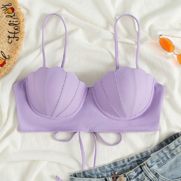 Women's Solid Color Hard Cup Bikini Set - Sexy Strap Top & High Support Swimwear For Beach & Pool_ecoleips.com