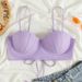 Women's Clothing New Solid Color Shell Steel Support Gathered Beach Swimsuit Sexy Bikini Top Women_ecoleips.com