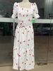 Women's Elegant Printed Dress With Waist Cinching U Neck Quality Spring Summer Fashionable Style_ecoleips.com