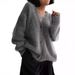 Women's Clothing Luxe Oversized V-Neck Cardigan Women's Chunky Knit Sweater Coat - Soft Mink-Blend Long Sleeve Open Front Duster_ecoleips.com