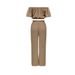 Elegant Off-Shoulder Top With High-Waisted Wide-Leg Pants Set For Women, Summer Casual Chic Two-Piece Outfit_ecoleips.com