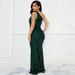 Women’s Clothing sequined one shoulder slit solid color slim temperament dress_ecoleips.com
