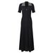 Women's French Style Long Dress Black Lapel Beaded Sequins Slim Waist Autumn Knit New Style_ecoleips.com